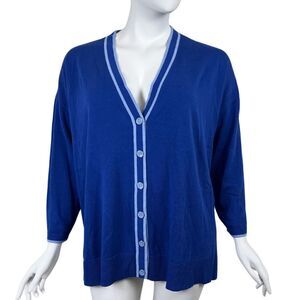 Talbots Womens Size 3X Blue Girlfriend Cotton Cardigan NEW Sweater Preppy Office